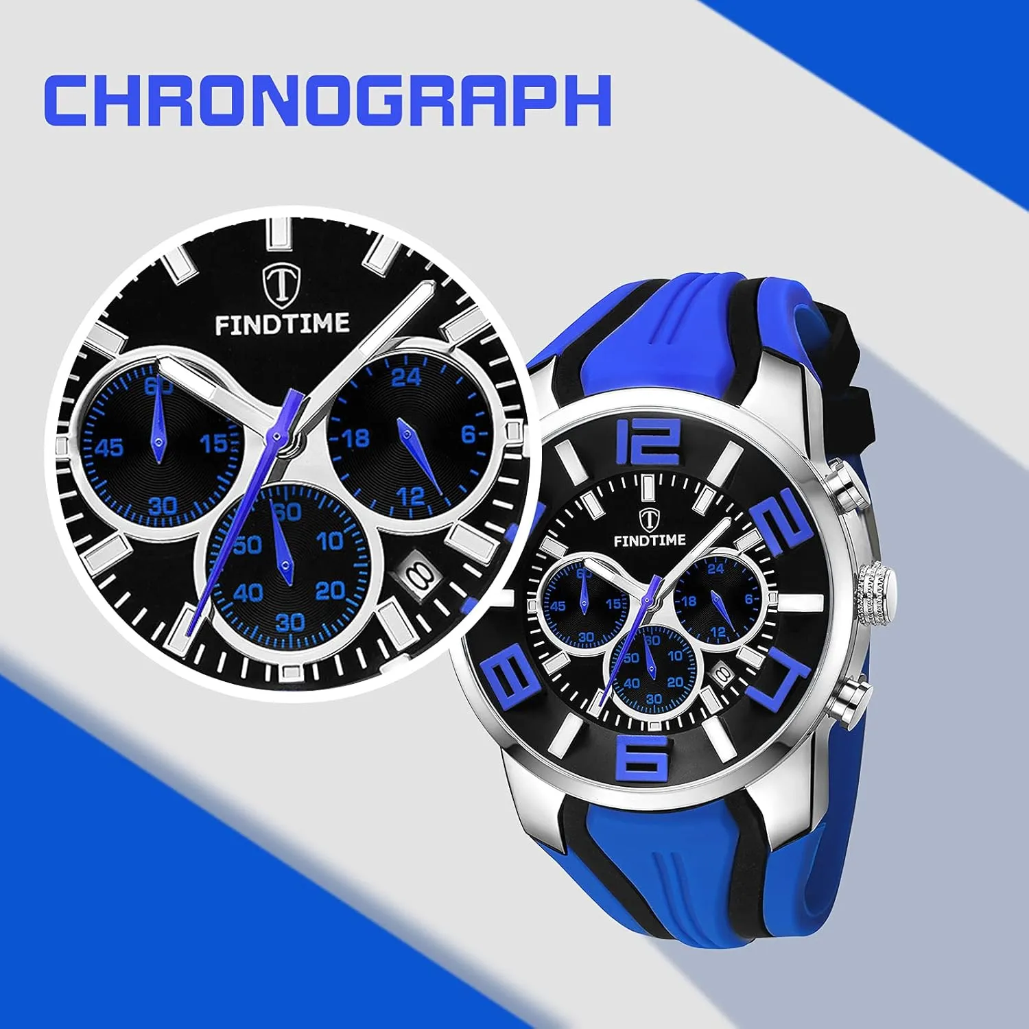 findtime Mens Sport Watches for Men Reloj para Hombre Colorful Cool Unique Analog Stylish Wrist Watch Chronograph for Running Training Stopwatch