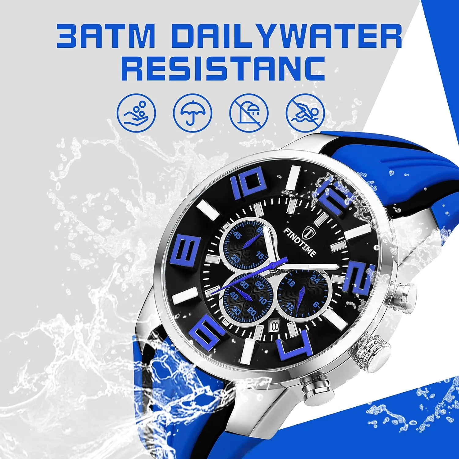 findtime Mens Sport Watches for Men Reloj para Hombre Colorful Cool Unique Analog Stylish Wrist Watch Chronograph for Running Training Stopwatch