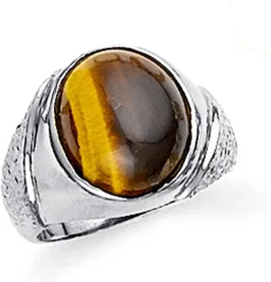 Fine Sterling Silver Men's Tiger Eye Ring