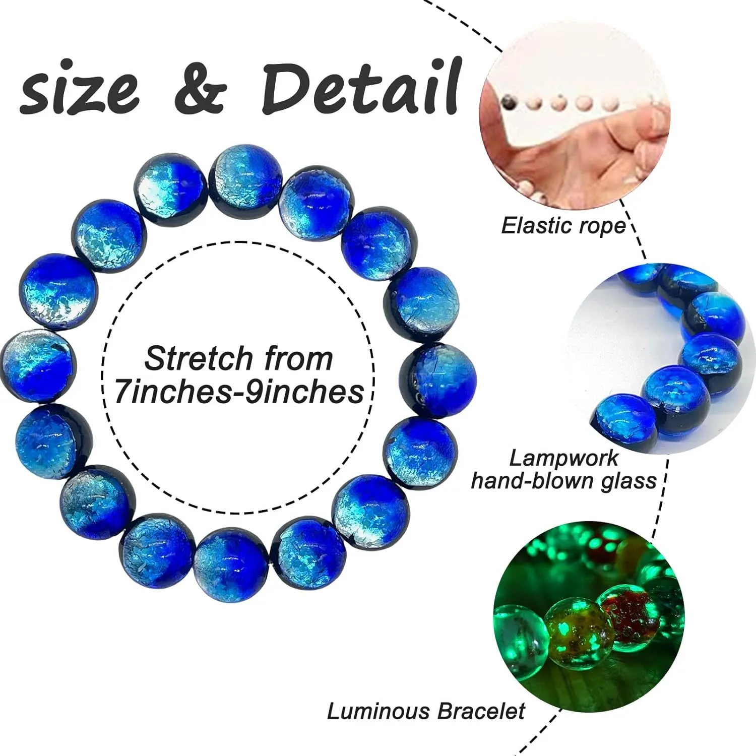 Firefly Glass Bracelet Glow in the Dark Bracelets Planet Themed Glass Bracelet Self Healing Bracelet Encourages Blessing Gifts for Men and Women
