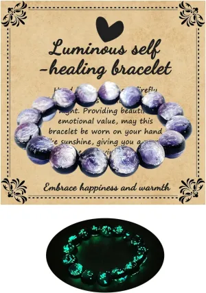 Firefly Glass Bracelet Glow in the Dark Bracelets Planet Themed Glass Bracelet Self Healing Bracelet Encourages Blessing Gifts for Men and Women