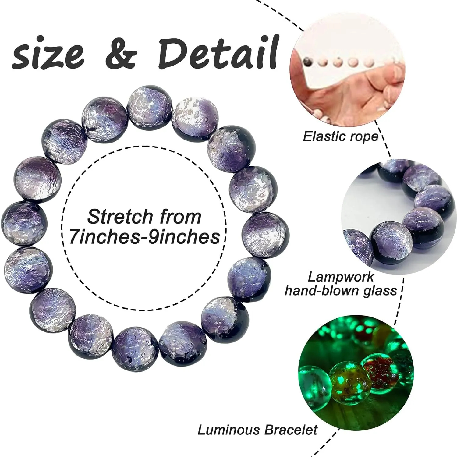 Firefly Glass Bracelet Glow in the Dark Bracelets Planet Themed Glass Bracelet Self Healing Bracelet Encourages Blessing Gifts for Men and Women
