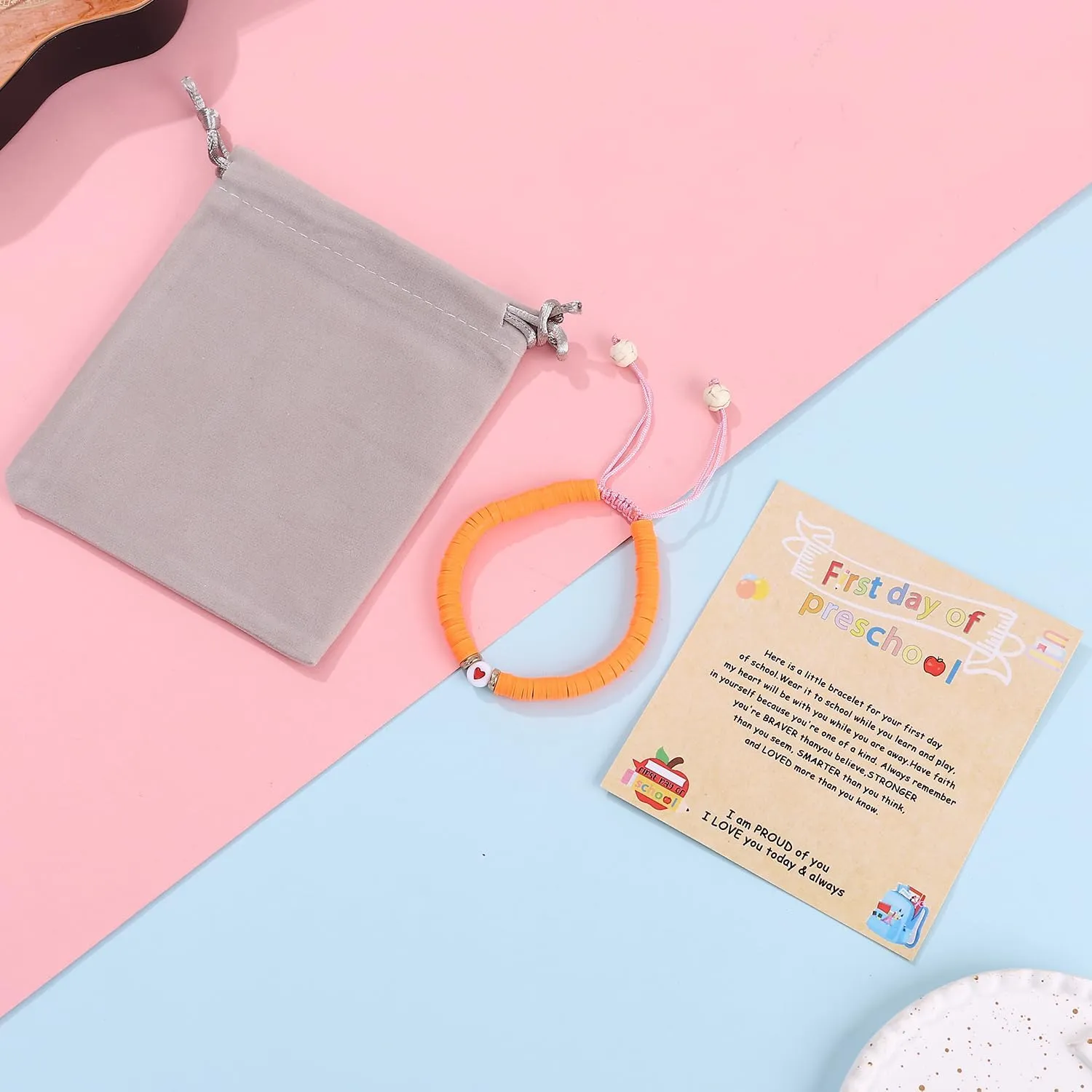 First Day of Preschool Bracelet Back to School Gifts for Kindergarten/ Preschool/ School Gift Mama and Mini Adjustable Mother Daughter Bracelets as Supplies for Girls to Relieve Study Anxiety