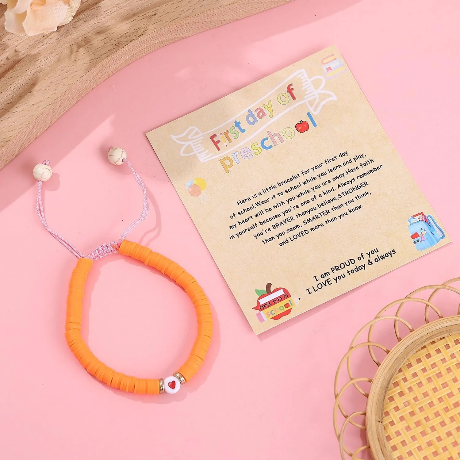 First Day of Preschool Bracelet Back to School Gifts for Kindergarten/ Preschool/ School Gift Mama and Mini Adjustable Mother Daughter Bracelets as Supplies for Girls to Relieve Study Anxiety