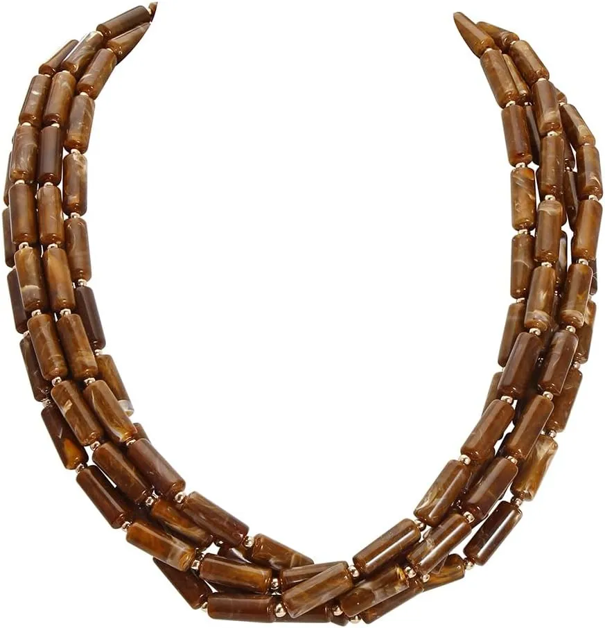 Firstmeet Chunky Beads Necklace Acrylic 5-Layer Jewelry Statement Necklace Handmade Strand