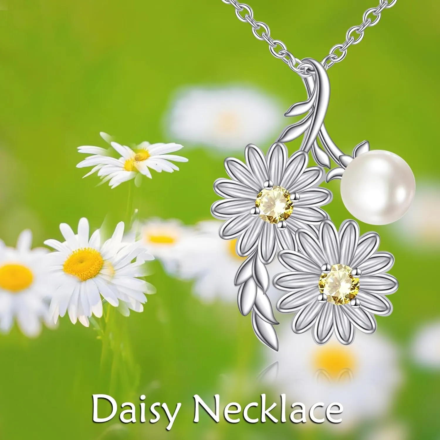 Flower Necklace Sterling Silver Daisy/Sunflower Pendant Beautiful Flower Jewelry Gifts for Women Mother