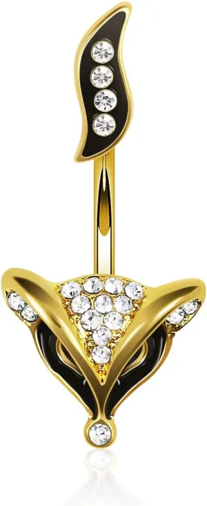 Fox Belly Button Ring Surgical Steel Cute Belly Button Piercing Jewelry Gold Sexy Navel Ring For Women 14G 3/8"