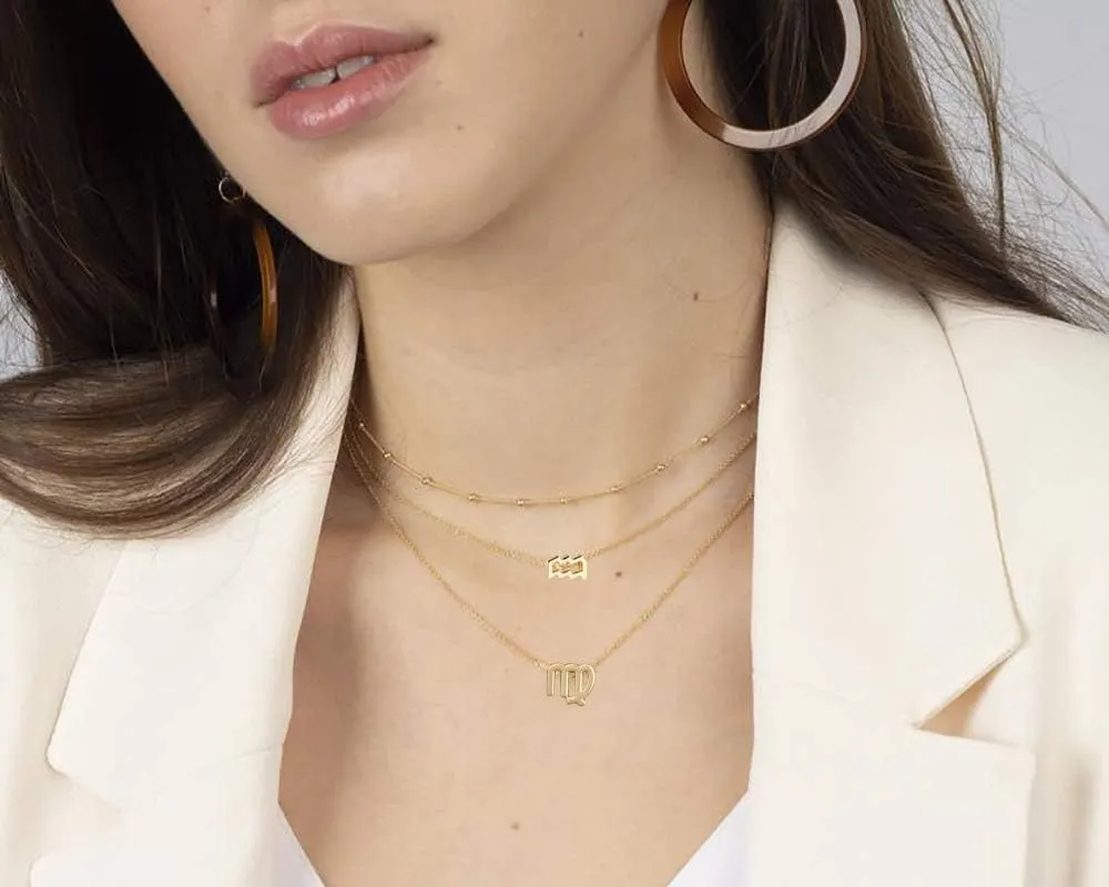 Frodete Zodiac Necklace for Women 12 Constellation Pendant Necklaces Silver Zodiac Sign Necklace for Men