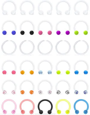 Ftovosyo 30Pcs Plastic Septum Retainer Clear Piercing Retainer Flexible Lip Rings Smiley Piercing Jewelry Daith Earring for Work Sports Surgery
