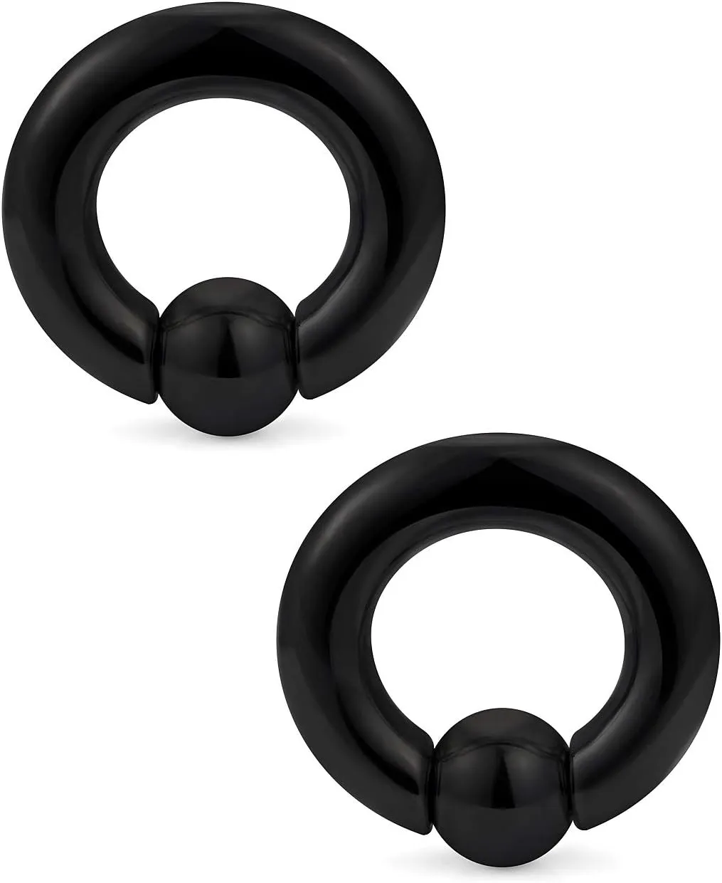 Ftovosyo PA Rings Captive Bead Rings Black Spring Action CBR Screwball Rings Large Septum Ring Ear Gauges Earrings 2G 4G 6G 8G 316L Surgical Steel Pierced Body Jewelry 1Pair