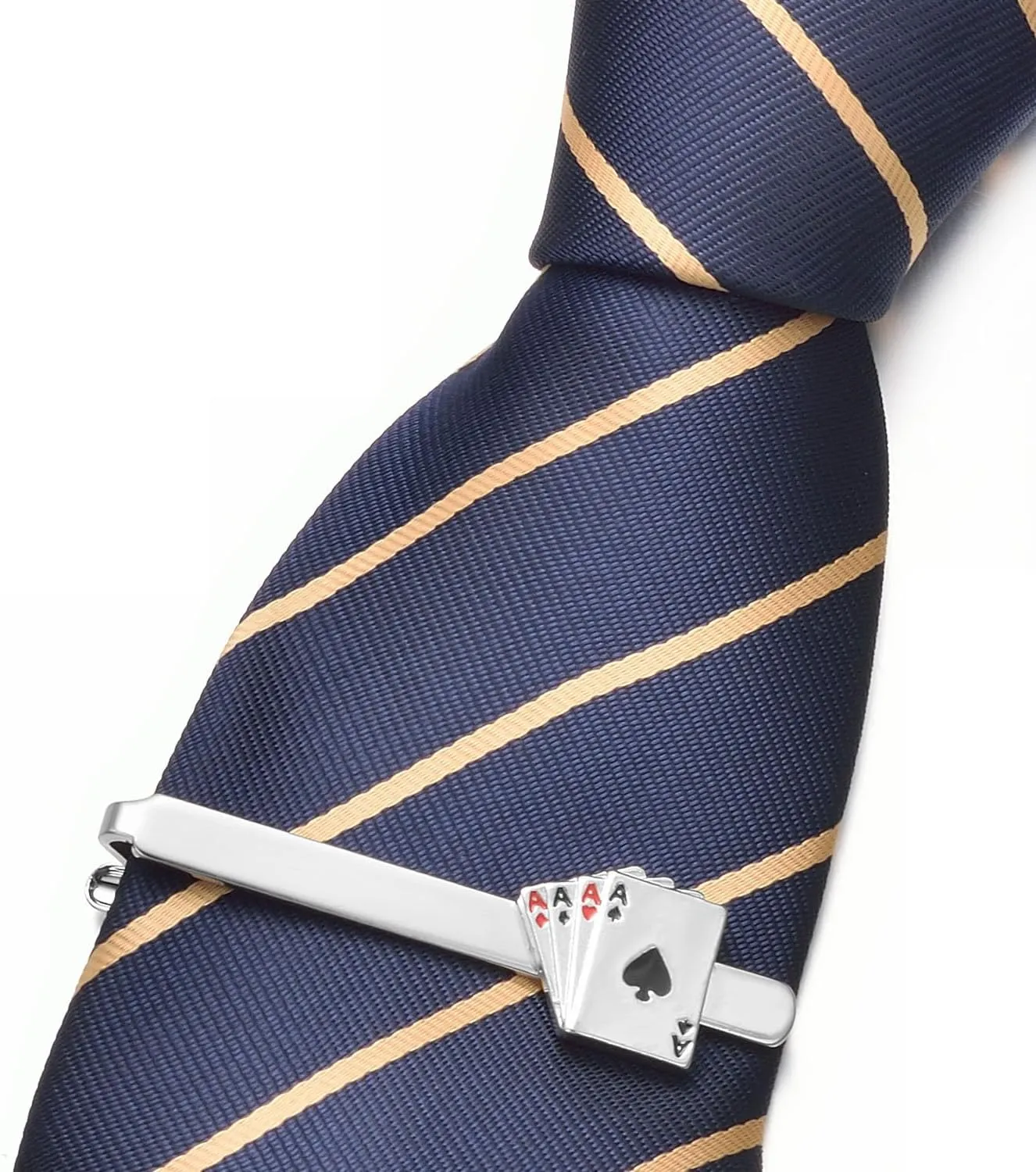 Fun Tie Clips for Men Unique Silver Black Gold Cute Poker Pearl Rose Airplane Tie Bar Clip Party Wedding Holiday Novelty Jewelry with Box