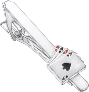 Fun Tie Clips for Men Unique Silver Black Gold Cute Poker Pearl Rose Airplane Tie Bar Clip Party Wedding Holiday Novelty Jewelry with Box