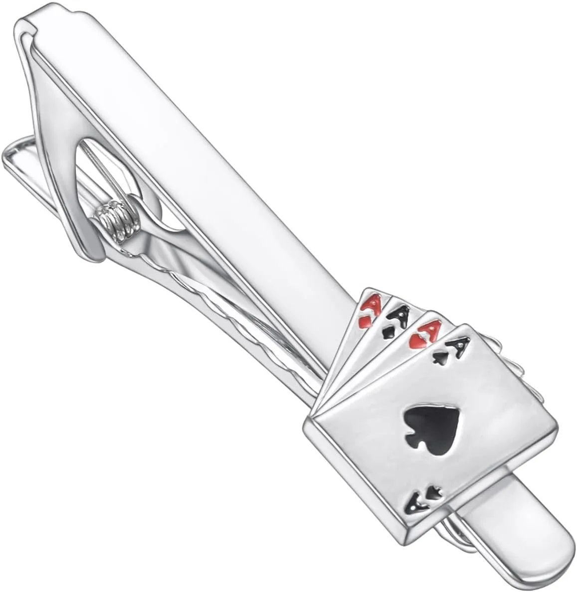 Fun Tie Clips for Men Unique Silver Black Gold Cute Poker Pearl Rose Airplane Tie Bar Clip Party Wedding Holiday Novelty Jewelry with Box