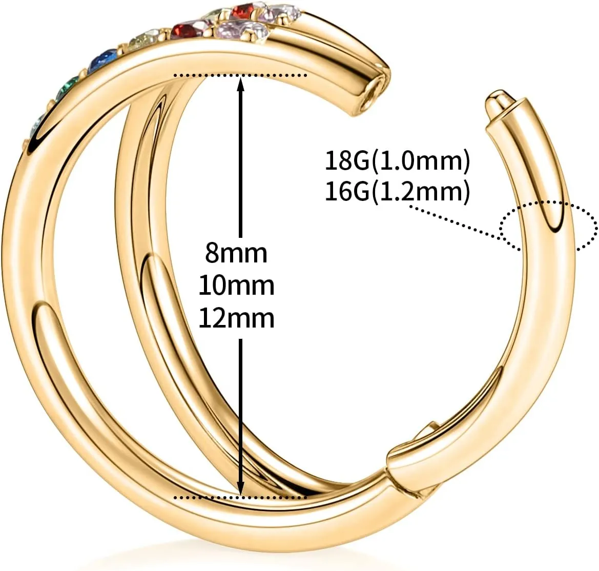 FUNLMO 316L Surgical Steel Nose Hoop Septum Conch Piercing Jewelry Cartilage Daith Helix Tragus Rook Lobe Earring Triple/Double Nose Lip Ring 20G 18G 16G