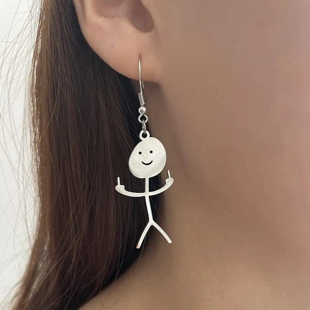 Funny Doodle Necklace Personalized Smile Middle Finger Pendant Necklace Unique Stainless Steel Necklace Long Distance Friendship Gift for Men Women