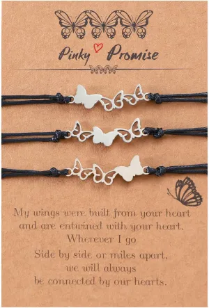 Fuqimanman2020 Best Friends Matching Bracelet Friendship 2/3 Heart Butterfly Bracelets Set Gift for BFF Friend Sister