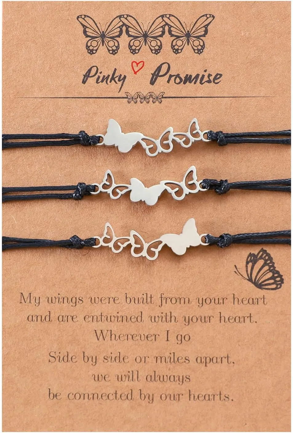 Fuqimanman2020 Best Friends Matching Bracelet Friendship 2/3 Heart Butterfly Bracelets Set Gift for BFF Friend Sister