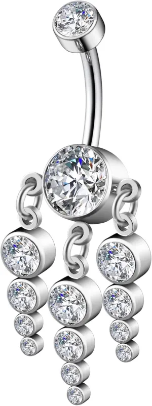 G23 Solid Titanium Belly Button Ring14G CZ Belly Navel Rings,Synthetic opal Navel Rings Belly Button Body Piercing Jewelry