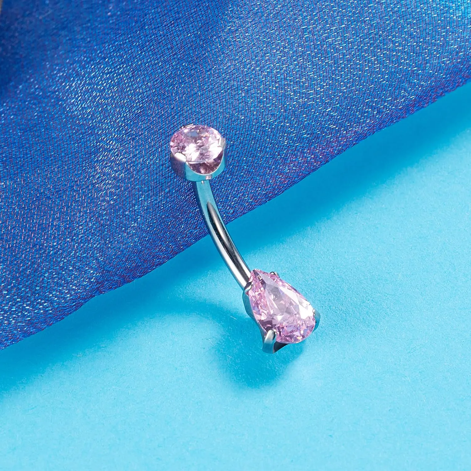 G23 Solid Titanium Belly Button Ring14G CZ Belly Navel Rings,Synthetic opal Navel Rings Belly Button Body Piercing Jewelry