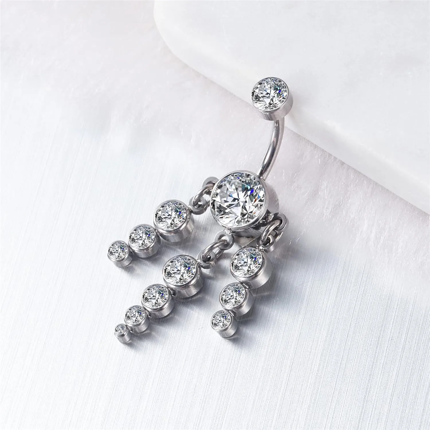 G23 Solid Titanium Belly Button Ring14G CZ Belly Navel Rings,Synthetic opal Navel Rings Belly Button Body Piercing Jewelry