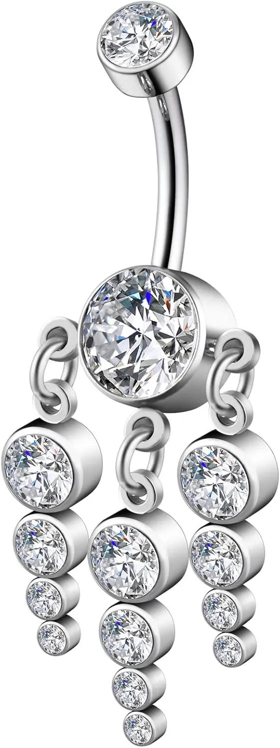 G23 Solid Titanium Belly Button Ring14G CZ Belly Navel Rings,Synthetic opal Navel Rings Belly Button Body Piercing Jewelry