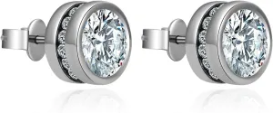 G23 Titanium Earrings for Sensitive Ears, Titanium Stud Earrings for Women, Circle Round CZ Cubic Zirconia Stud Earrings