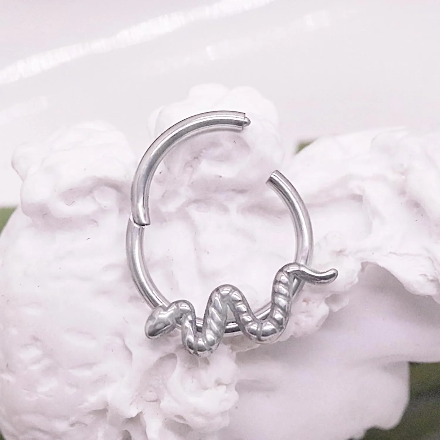 G23 Titanium Septum Rings 16G Butterfly,Leaf,Snake Septum Nose Ring Daith Piercing Jewelry Conch Helix Earring Cartilage Earring for Women Men