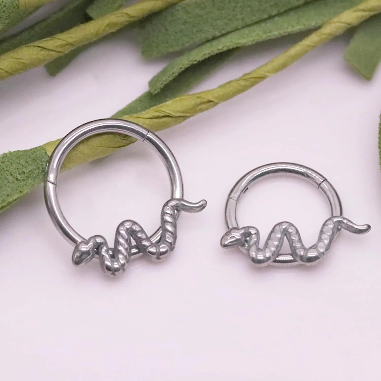 G23 Titanium Septum Rings 16G Butterfly,Leaf,Snake Septum Nose Ring Daith Piercing Jewelry Conch Helix Earring Cartilage Earring for Women Men