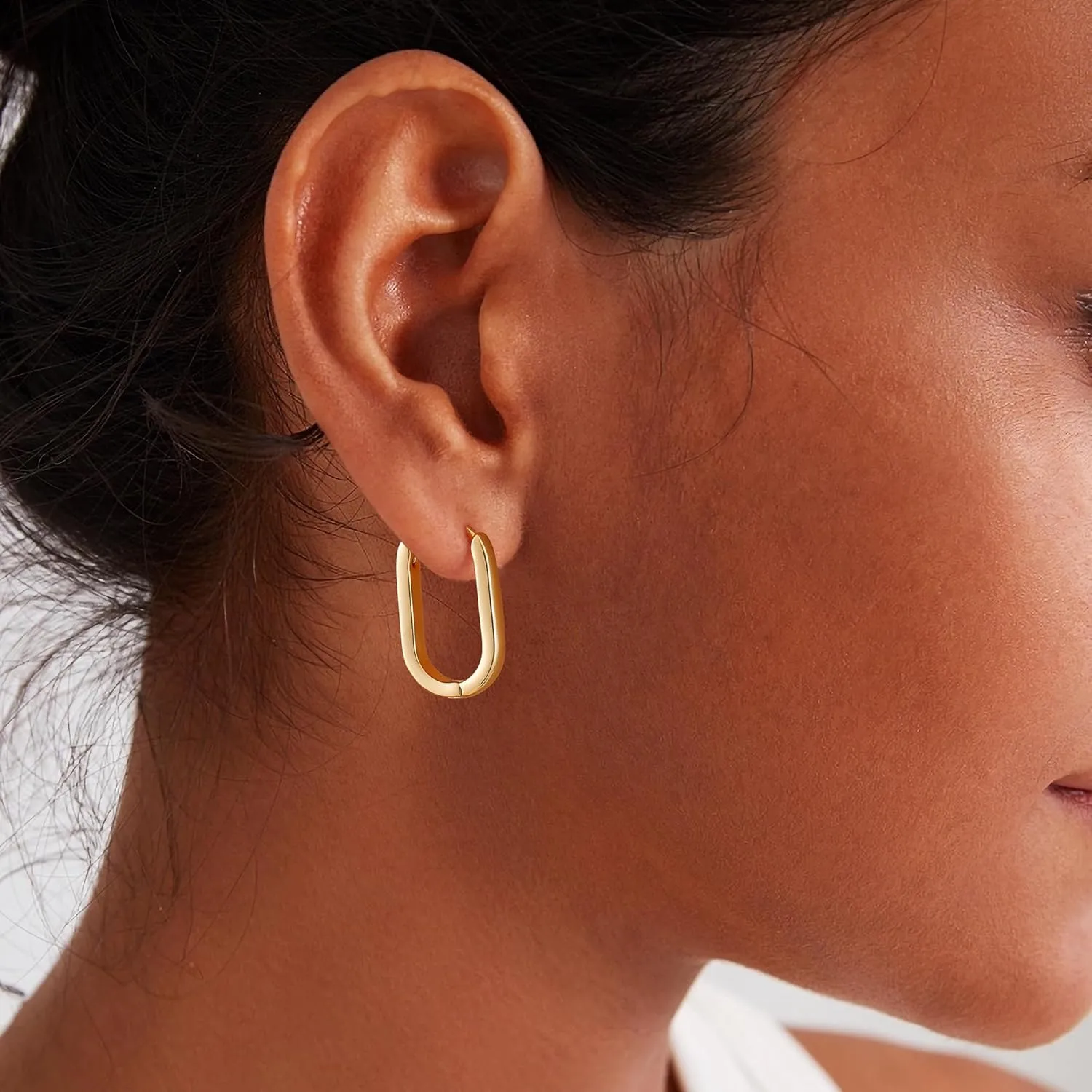 Gacimy Gold Huggie Hoop Earrings for Women 14k Gold Plated, Small Hoop Earrings for Women, 1/2 Inch Yellow Color Earrings for Women