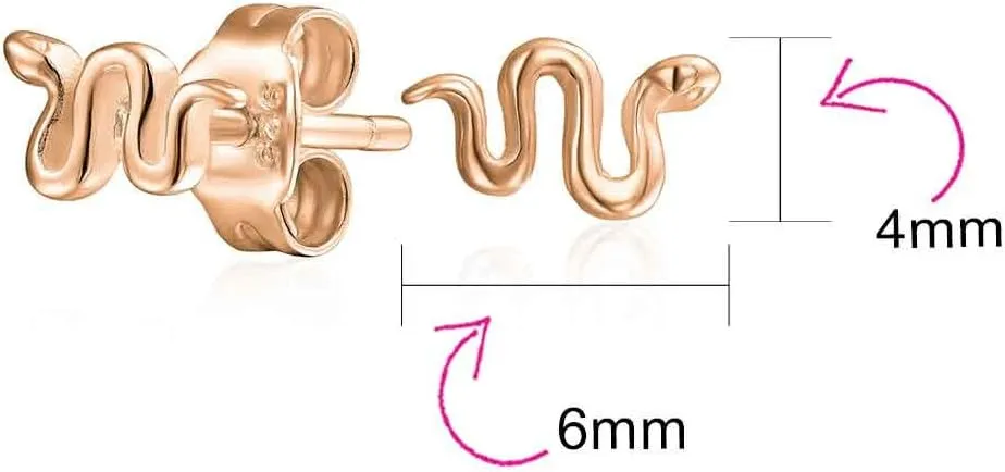 Garden Crawler Reptile Egyptian Cartilage Piercing Serpent Snake Dangling Stud Earrings Pendant For Women Teen Yellow, Rose Gold Overlay .925 Sterling Silver