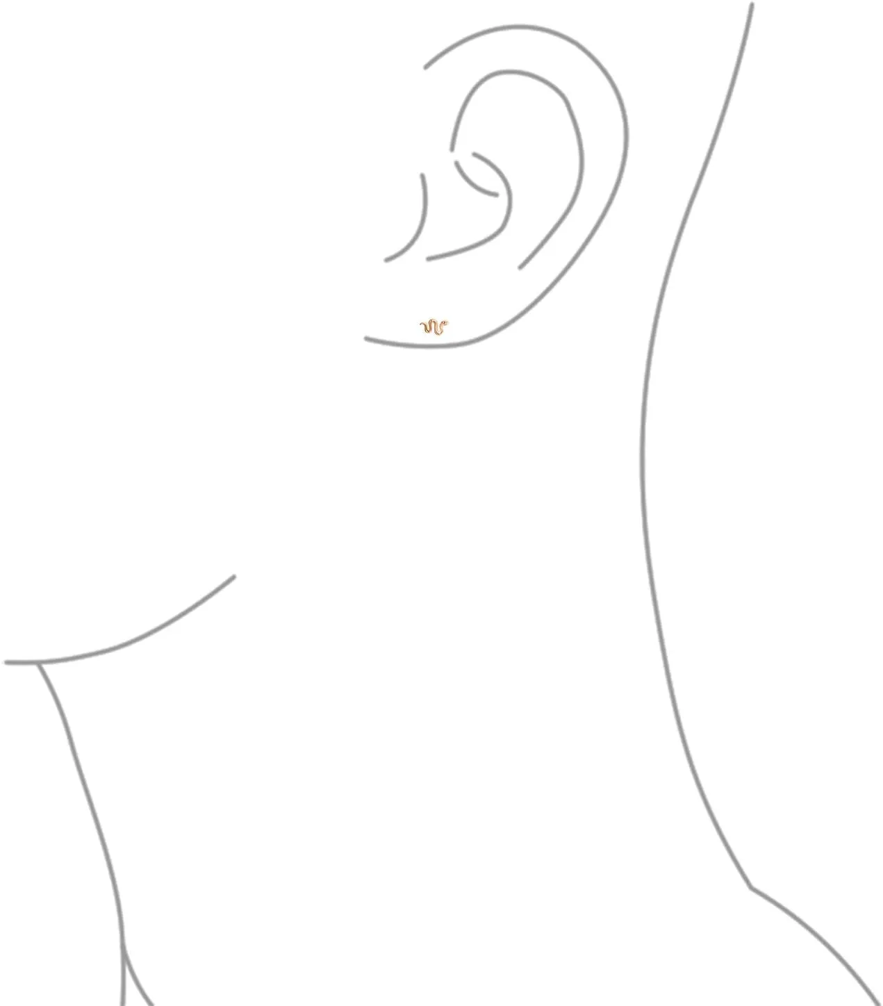 Garden Crawler Reptile Egyptian Cartilage Piercing Serpent Snake Dangling Stud Earrings Pendant For Women Teen Yellow, Rose Gold Overlay .925 Sterling Silver