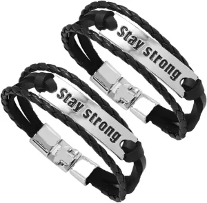 Gatuida Braided Men's Bracelets 2pcs Leather Wrist Chains Cool Punk Style Fashion Jewelry