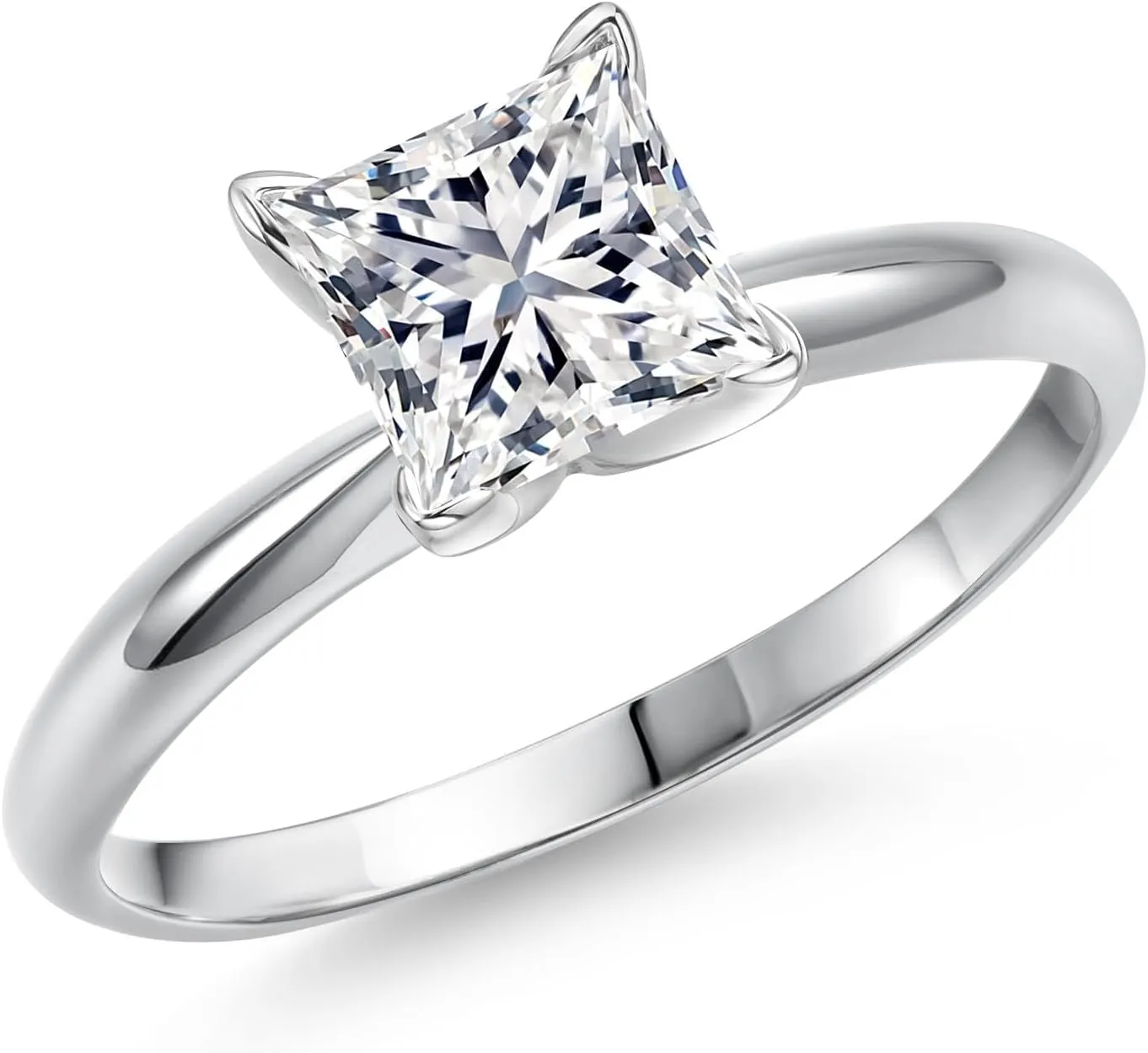 Gem Stone King 1 to 3 Carat 14K White Gold IGI Certified White Lab Grown Diamond Solitaire Engagement Ring For Women | F-G Color | VVS-VS Clarity | Available In Size 5, 6, 7, 8, 9