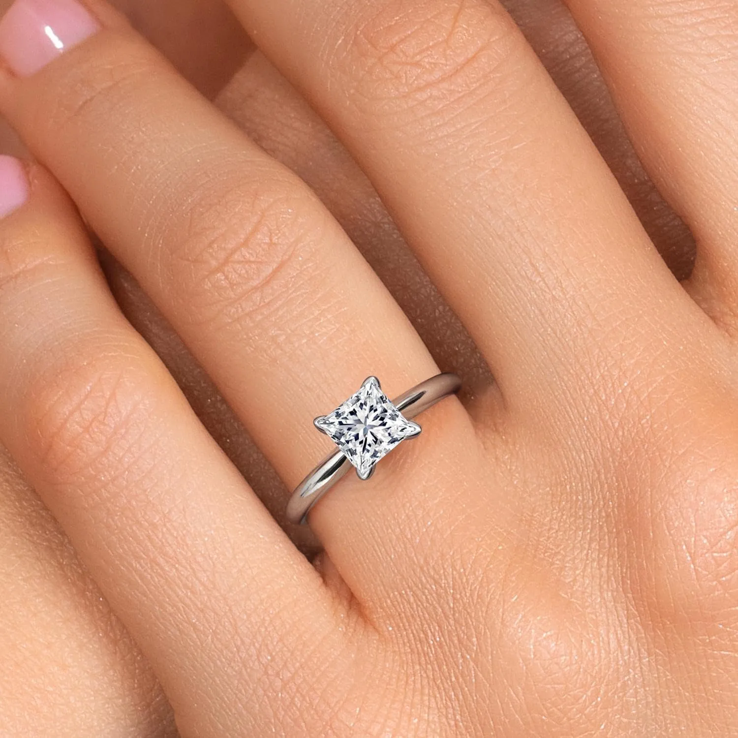 Gem Stone King 1 to 3 Carat 14K White Gold IGI Certified White Lab Grown Diamond Solitaire Engagement Ring For Women | F-G Color | VVS-VS Clarity | Available In Size 5, 6, 7, 8, 9
