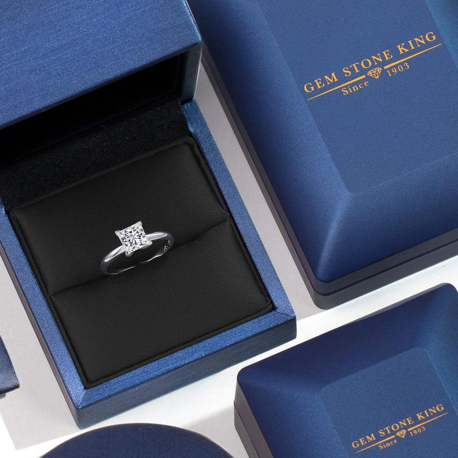 Gem Stone King 1 to 3 Carat 14K White Gold IGI Certified White Lab Grown Diamond Solitaire Engagement Ring For Women | F-G Color | VVS-VS Clarity | Available In Size 5, 6, 7, 8, 9