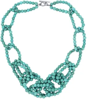 Gem Stone King 18 Inch Beautiful 5mm Simulated Turquoise Howlite Beads Link Necklace with Toggle Hook