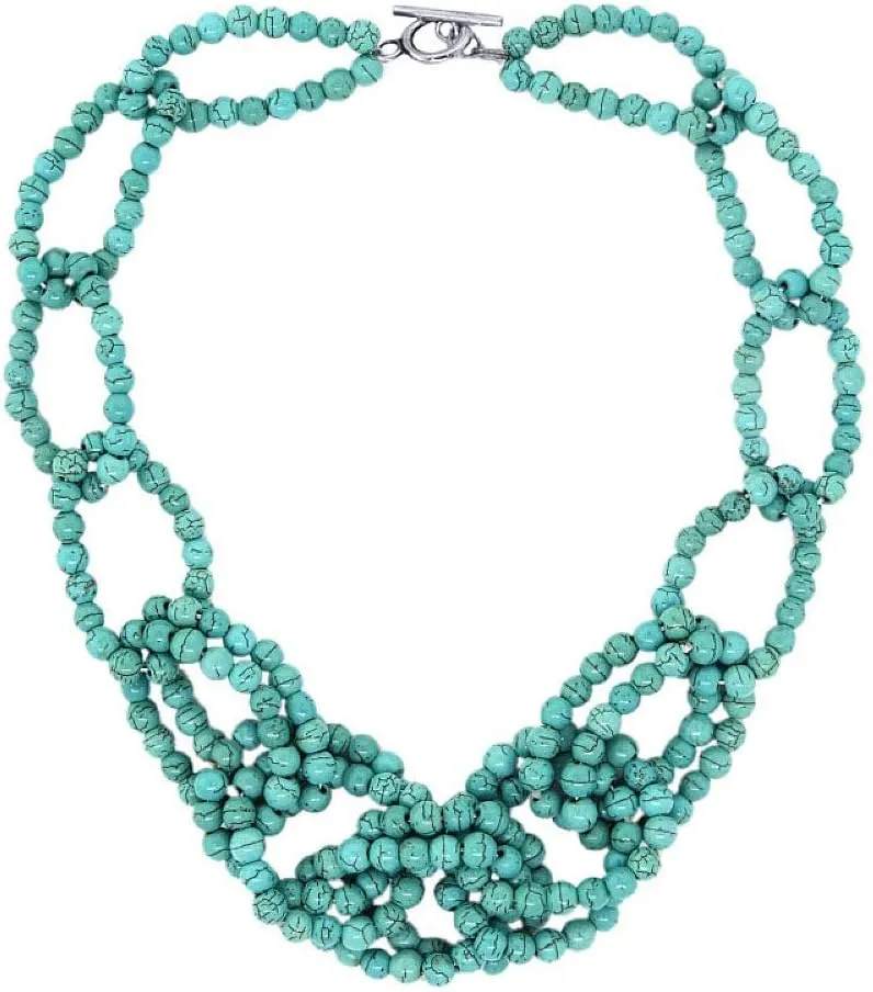 Gem Stone King 18 Inch Beautiful 5mm Simulated Turquoise Howlite Beads Link Necklace with Toggle Hook