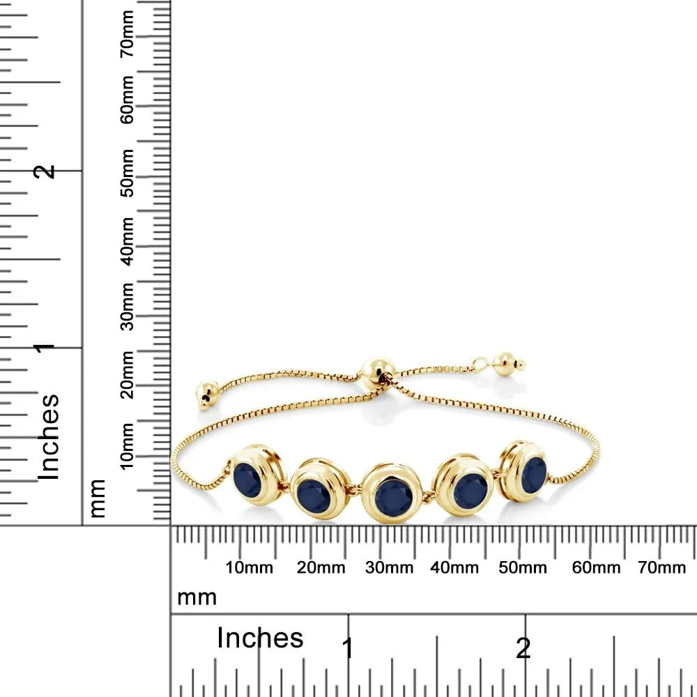 Gem Stone King 6MM Round Gemstone Birthstone Tennis Bracelet for Women in 18K Yellow Gold Plated Silver | Adjustable Slider Clasp Fits Up to 9 Inch | Elegant Fine Jewelry for Her Mom Wife