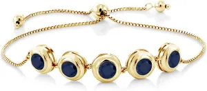 Gem Stone King 6MM Round Gemstone Birthstone Tennis Bracelet for Women in 18K Yellow Gold Plated Silver | Adjustable Slider Clasp Fits Up to 9 Inch | Elegant Fine Jewelry for Her Mom Wife