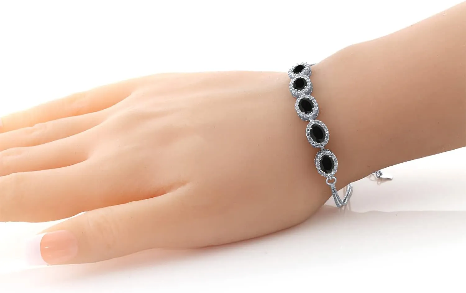 Gem Stone King 7X5MM Oval Cut Gemstone Birthstone Tennis Bracelet For Women In 925 Sterling Silver | 7 Inch with 1.5 Inch Extender | Fine Jewelry Gifts for Her Mom Women Wife