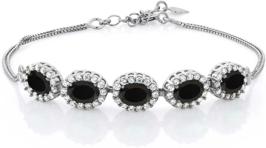 Gem Stone King 7X5MM Oval Cut Gemstone Birthstone Tennis Bracelet For Women In 925 Sterling Silver | 7 Inch with 1.5 Inch Extender | Fine Jewelry Gifts for Her Mom Women Wife