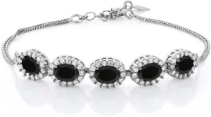 Gem Stone King 7X5MM Oval Cut Gemstone Birthstone Tennis Bracelet For Women In 925 Sterling Silver | 7 Inch with 1.5 Inch Extender | Fine Jewelry Gifts for Her Mom Women Wife