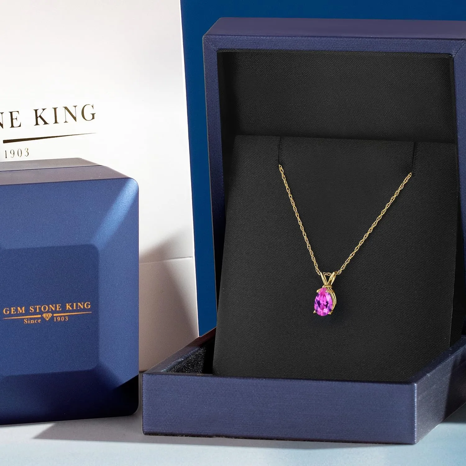 Gem Stone King 7X5MM Pear Shape Gemstone Birthstone Pendant Necklace For Women | 10K Yellow Gold | Gold Necklace | With 18 Inch Chain | Fine Jewelry Gifts for Her Mom Women Wife