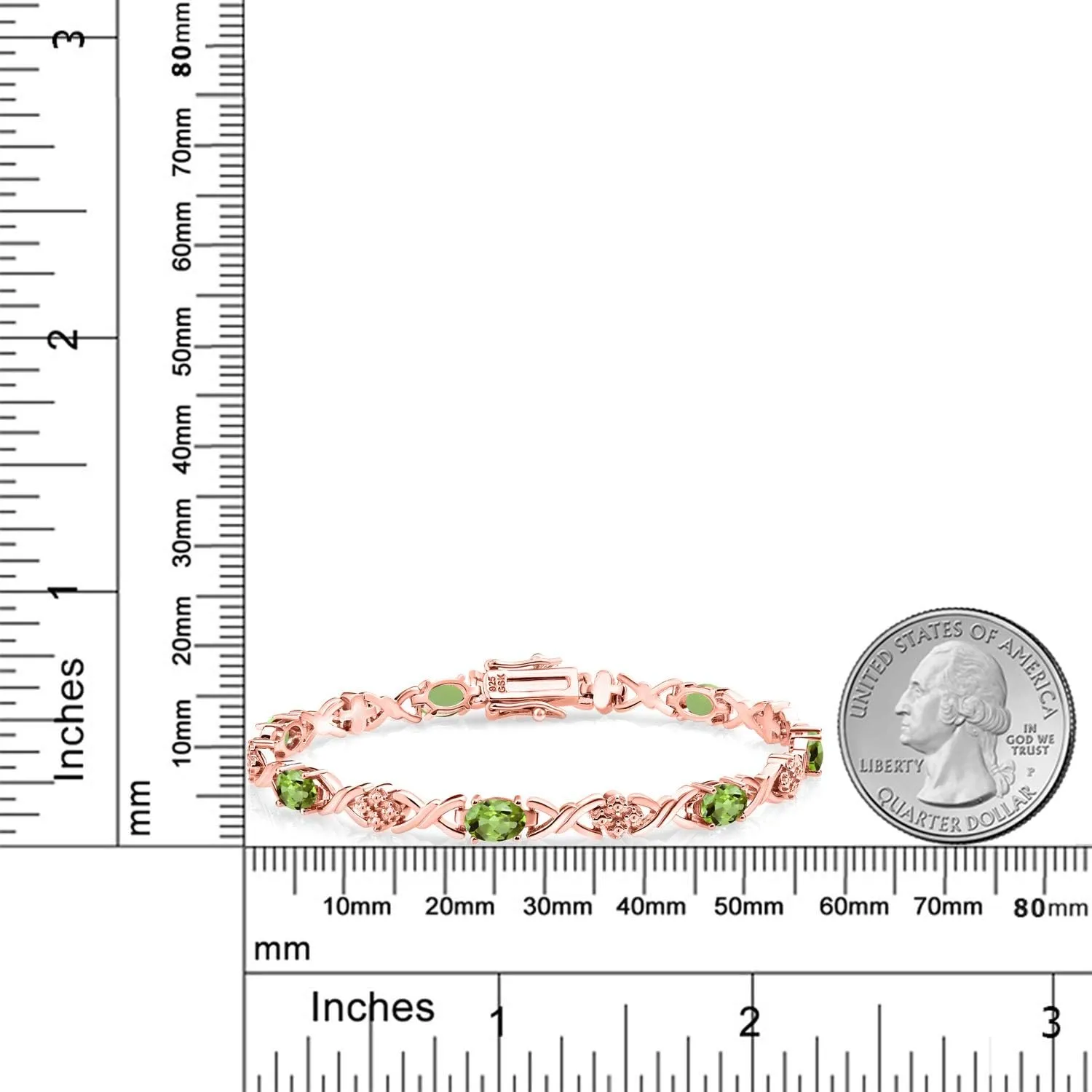 Gem Stone King Infinity Link Gemstone Birthstone Tennis Bracelet for Women | 18K Rose Gold Plated Silver | Oval 6X4MM | 7 Inch with Secure Clasp | Fine Jewelry for Her Mom Wife Anniversary