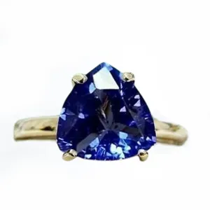 Gemas Vibes Unique Tanzanite Ring Natural Gemstone Handmade Ring 925 Sterling Silver Fine Jewelry For Women & Teen Girls Birthday Gift Ring Trillion Cut Tanzanite Ring