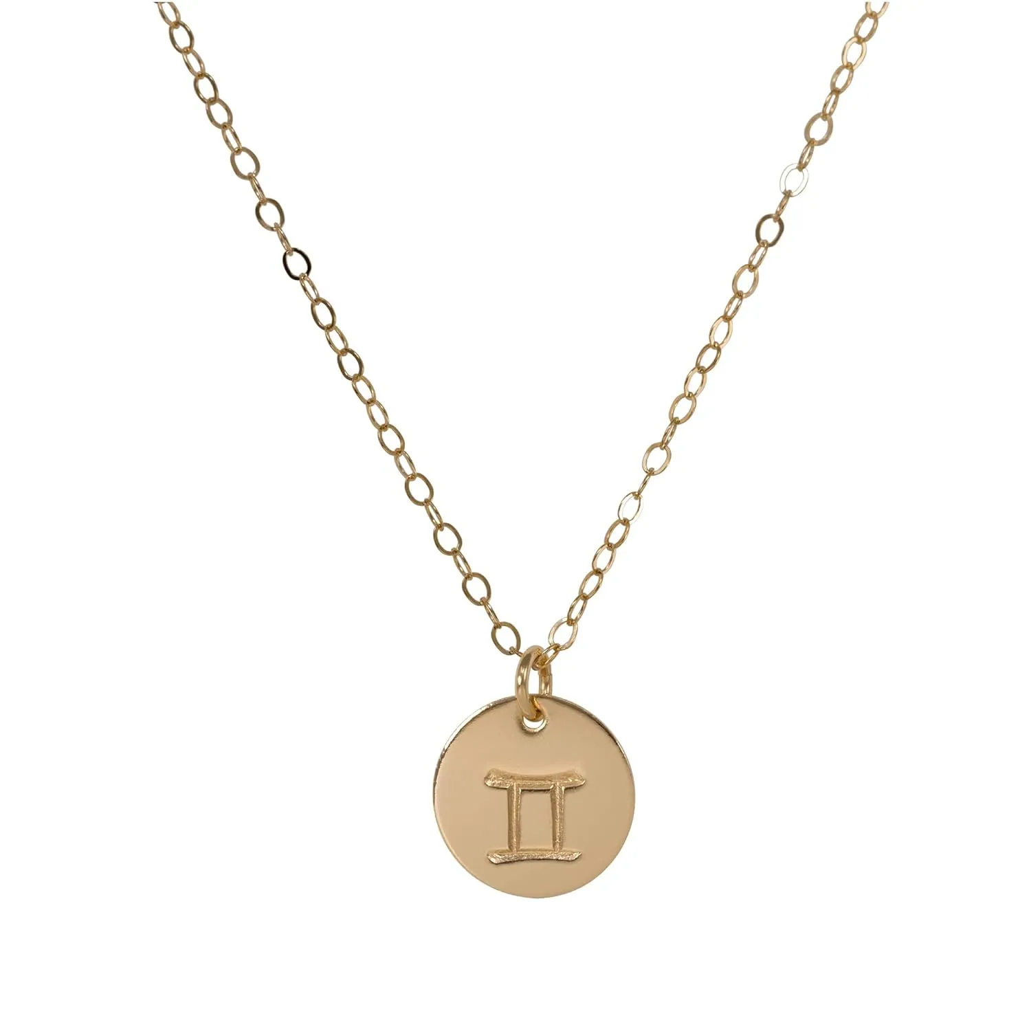 Gemini Pendant Necklace for Women, 14K Gold Filled Zodiac Sign Jewelry, Personalized June Birthday Gift for Gemini Lovers