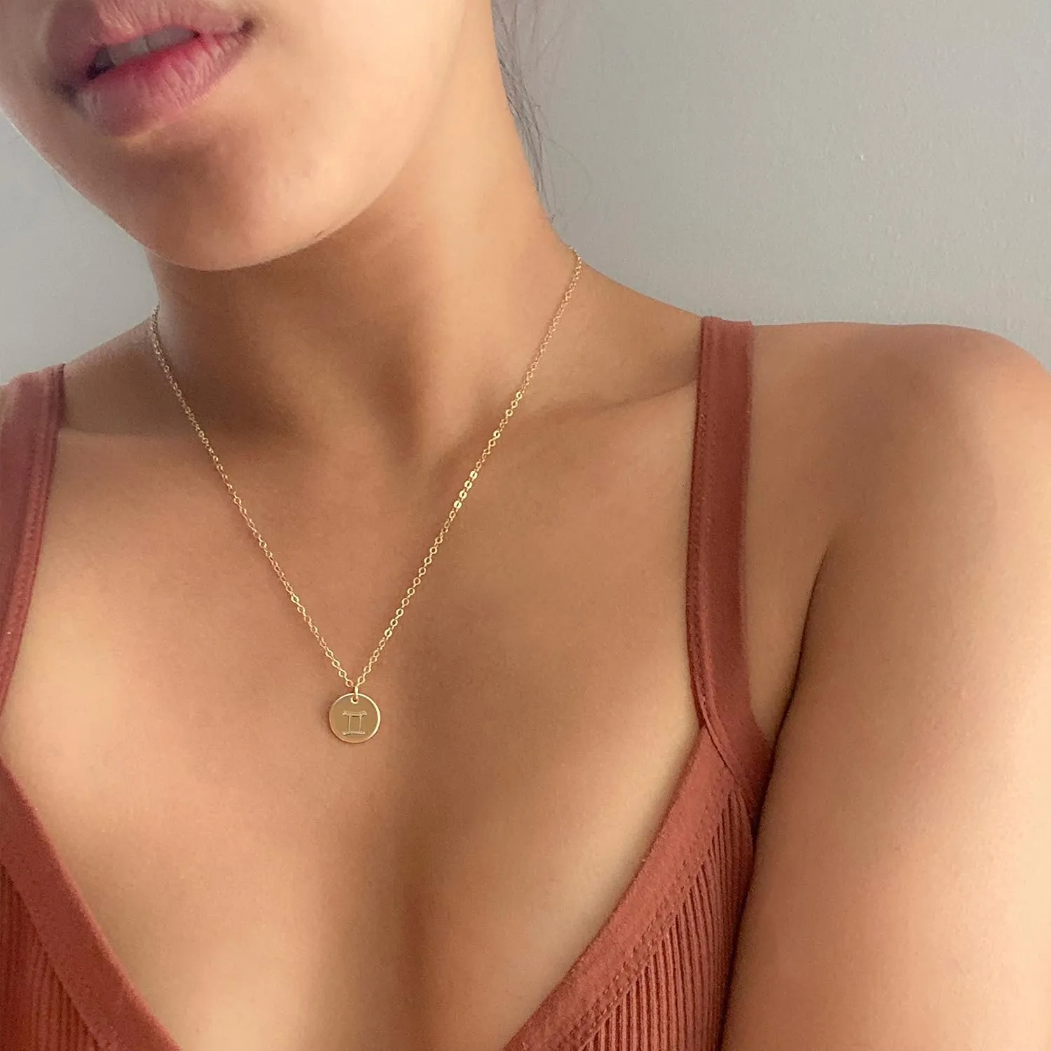 Gemini Pendant Necklace for Women, 14K Gold Filled Zodiac Sign Jewelry, Personalized June Birthday Gift for Gemini Lovers