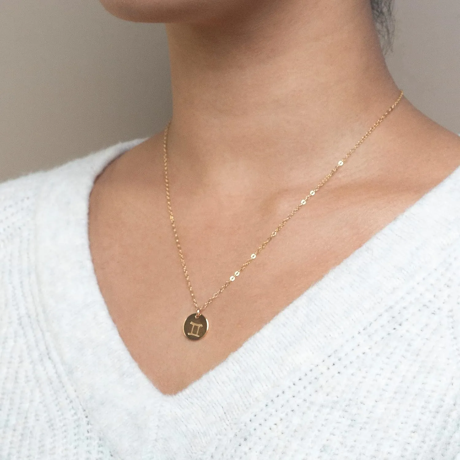 Gemini Pendant Necklace for Women, 14K Gold Filled Zodiac Sign Jewelry, Personalized June Birthday Gift for Gemini Lovers