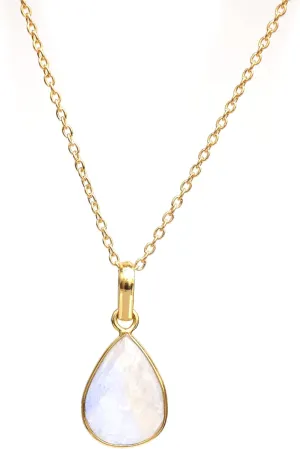 Gempires Lightweight Teardrop Crystal Pendant Necklace Handmade Gemstone Bezel Jewelry Hypoallergenic Unique Everyday Wear Jewelry For Womens 18- Inch Adjustable Chain