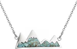 Gemstone Mountain Necklace for Women Turquoise Malachite Tumbled Chips Stone Pendant Necklace Dainty Snowy Mountain Range Necklace for Women Nature Jewelry Gift